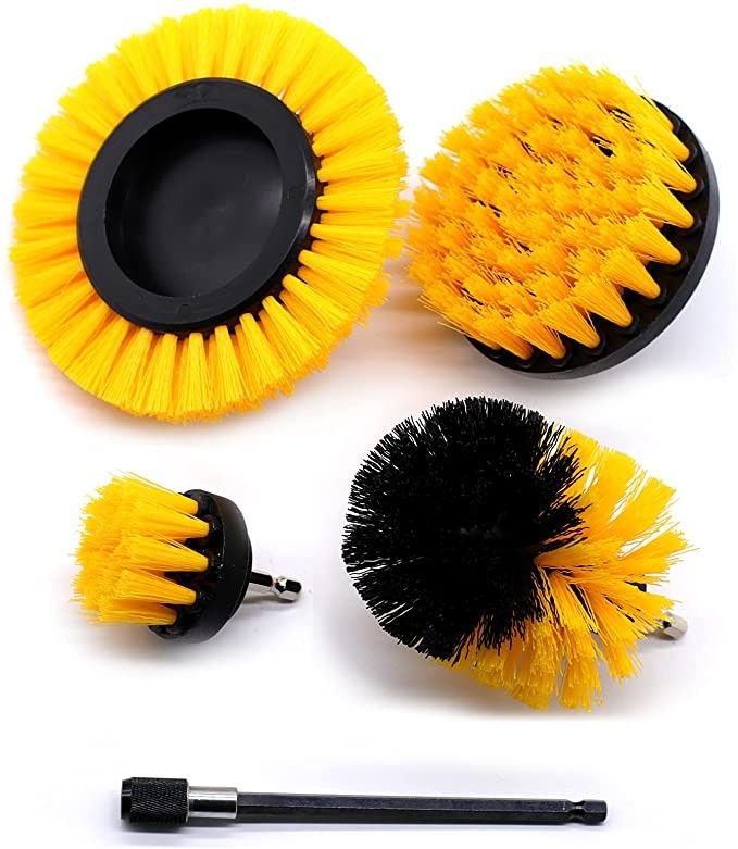 buy Yellow 5 Piece Power Scrubber Cleaning Kit With PP Bristle online manufacturer